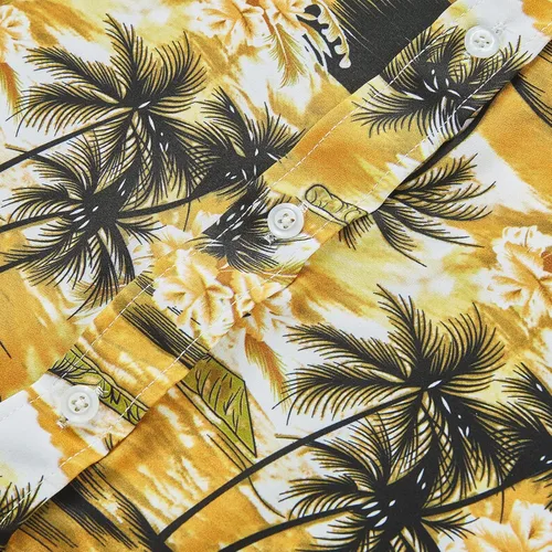 Vista 4 de EUOW Camisas hawaianas para hombre, estampado floral, casual, de manga larga, con botones, para la playa