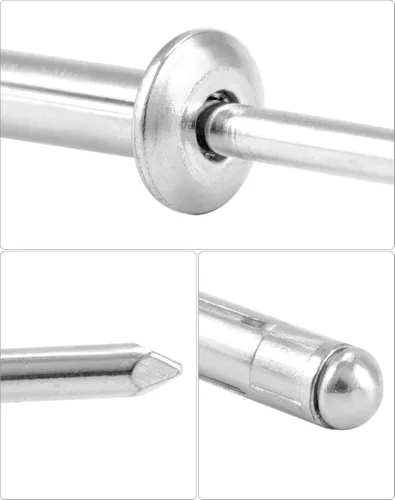 Vista 5 de QWORK Remaches explosivos, 200 piezas de mandril de aluminio de cabeza grande de 3/16 x 1 pulgada, remaches de agarre de aluminio sólido, remaches