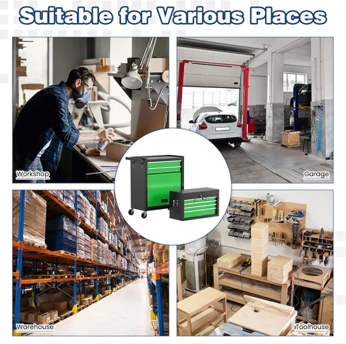 Vista 7 de Caja de herramientas rodante con ruedas, caja de herramientas de 8 cajones de alta capacidad con ruedas, caja de herramientas de almacenamiento
