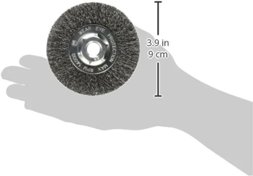 Vista 7 de Mercer Industries 187010 - Rueda de alambre prensado de 4" x 1/2" x 5/8"-11, alambre de acero al carbono .014