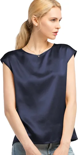 Vista 10 de LilySilk Blusa de seda para mujer, de manga corta, para verano, fresca, cómoda, Charmeuse Negro