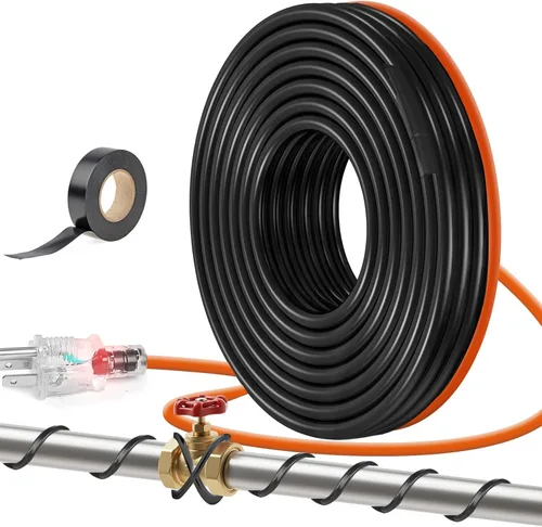 Cinta térmica, Cable de calefacción de deshielo de 3 pies,Tubo de metal y plástico) Congelación Protegido Cable de Calefacción de Tubería de Agua de