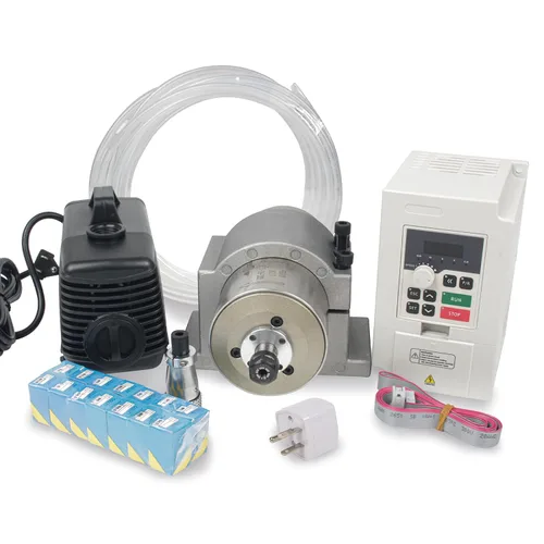 RATTMMOTOR Kit de husillo refrigerado por agua de 1.5KW 3.150 in Motor de husillo 1500W 110V 400HZ+1.5KW VFD 110V monofásico inversor monofásico