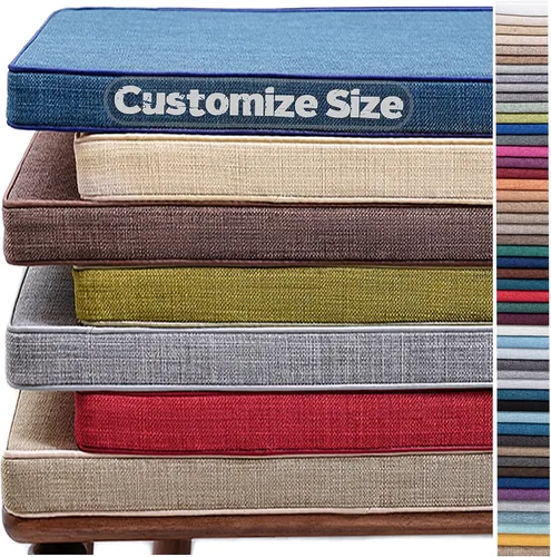 Vista 9 de Cojín de tamaño personalizado para banco, cojín personalizable para asiento de ventana de muebles de patio de interior y exterior, funda de lino