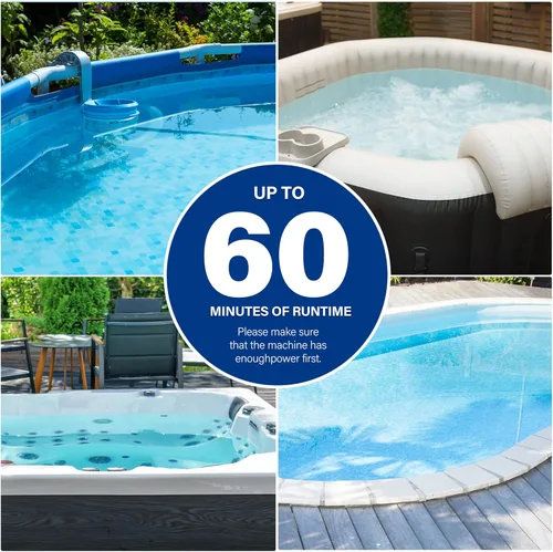 Vista 8 de Efurden Aspiradora de piscina de mano, limpiador de piscina recargable con tiempo de funcionamiento de hasta 60 minutos, ideal para piscinas sobre