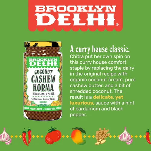Vista 3 de Brooklyn Delhi - Korma de Coco y Anacardo - Salsa india a fuego lento con crema de anacardo y especias aromáticas - Suficientemente suave para un