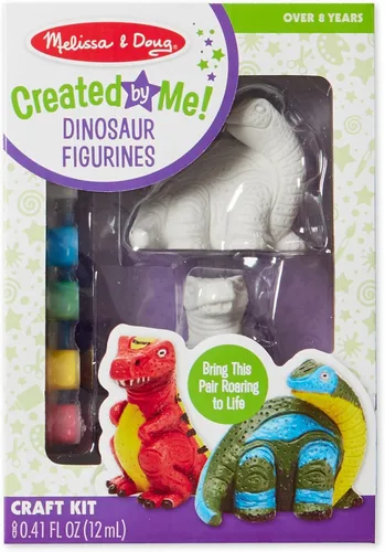 Melissa & Doug Decorate-Your-Own Dinosaur, kit de artesañías de figuras; 2 dinosaurios de resina sólida pintada