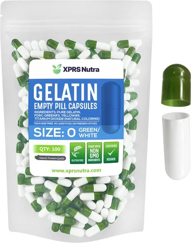 Vista 48 de XPRS Nutra Size 0 Empty Capsules - 100 Count Empty Gelatin Capsules - Pills DIY Capsule Filling - Pure Bovine Pill Gel Caps for Do-It-Yourself