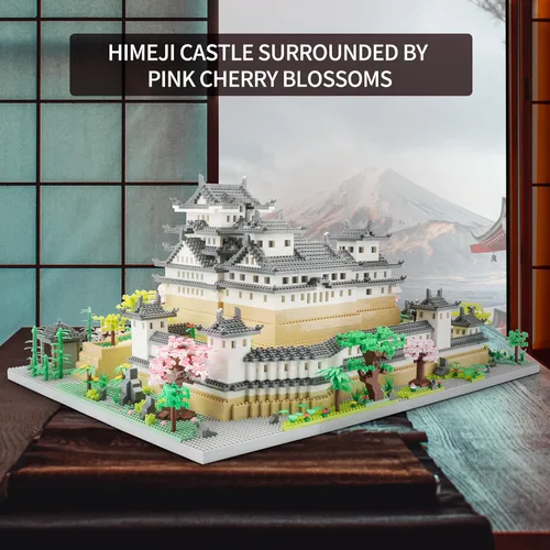 Vista 2 de Juego de micro bloques de construcción del castillo Himeji de Japón, colección de monumentos de arquitectura, 10080 piezas, regalo coleccionable