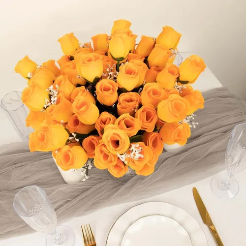 Vista 11 de Efavormart 12 arbustos Ramos de capullos de rosas artificiales de seda de primera calidad