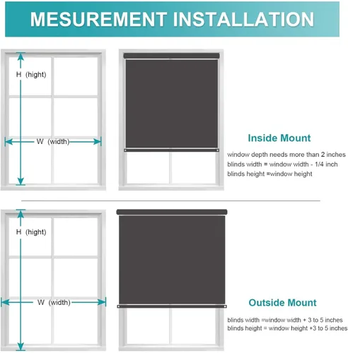 Vista 6 de MYshade Persianas enrollables opacas sin cordón, con funda de cenefa, oscurecimiento de habitación para el hogar, oficina, baño, puerta francesa