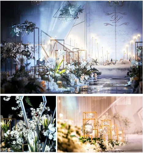 Vista 7 de TFCFL 4 jarrones para centros de mesa, soporte de flores de boda, soporte de arco de boda, jarrón de metal, soporte de columna, jarrón geométrico