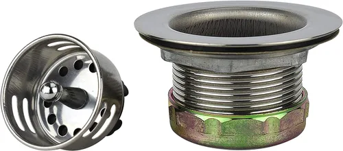 Plumb Pak Keeney - Colador de fregadero de acero inoxidable Junior Duo de 878 piezas con canasta, se adapta a aberturas de 2 o 2-1/2 pulgadas, cromo