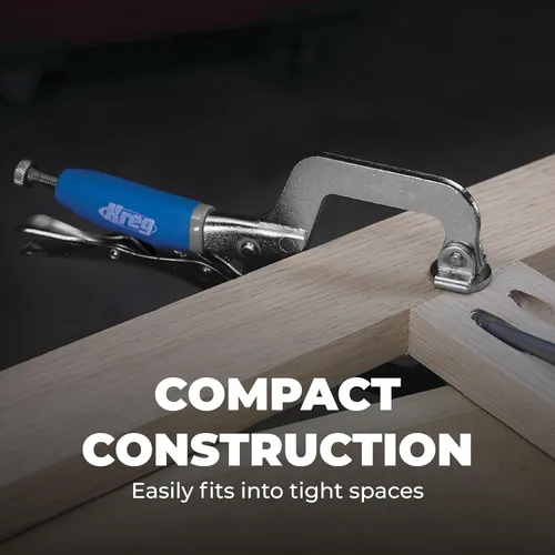 Vista 3 de Kreg KHC-MICRO - Abrazadera de orificio de bolsillo de 2 pulgadas para juntas de descarga, presión ajustable para carpintería precisa, funciona