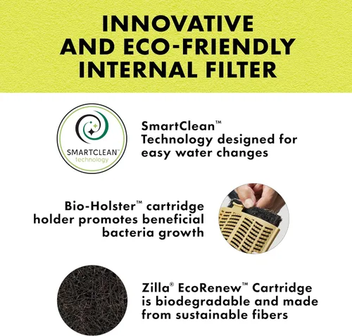 Vista 5 de Zilla Filtro interno para reptiles acuáticos con tecnología SmartClean, para tortugas y reptiles acuáticos, mediano