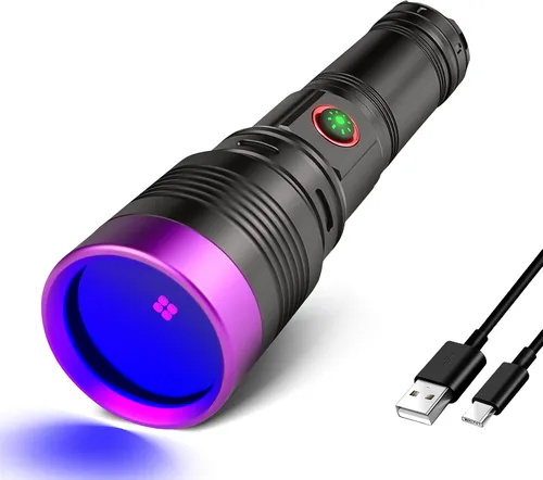 365nm linterna UV recargable negro luz linterna foco ajustable