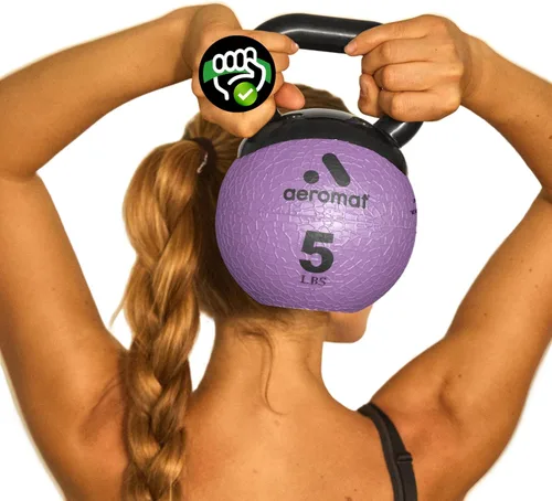 Vista 11 de Aeromat Elite Mini Kettlebells – Weighted Exercise Medicine Ball with Anti-Slip Grip & Wide Handle, Strength Training Kettlebell for Squats