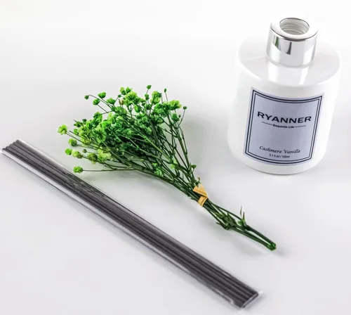 Vista 3 de Juego de difusor de varillas de 5.1 onzas líquidas, difusor de aroma de vainilla de cachemira con palillos, difusor de varillas de fragancia