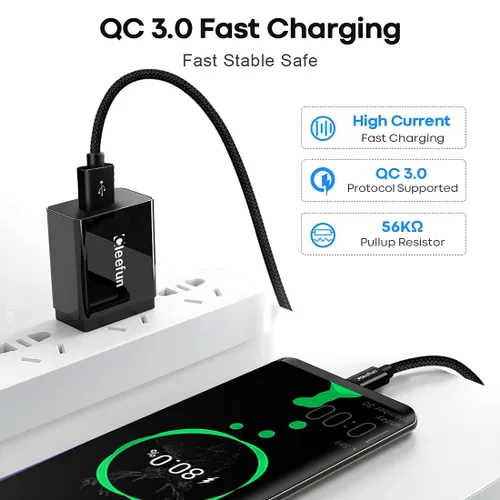 Vista 3 de CLEEFUN Cable largo USB C de 20 pies, cable de carga USB a USB-C, cable de carga tipo C de 20 pies para iPhone 16 serie 15, serie Samsung Galaxy