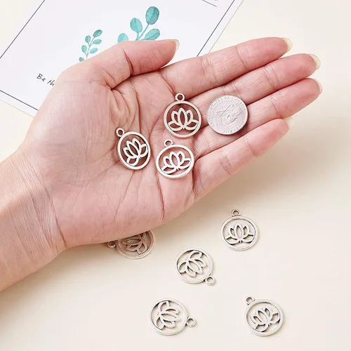 Vista 5 de Craftdady - Dijes de plata tibetana para hacer joyería, collares, pulseras, aretes, plata, X-TIBEP-5354-AS-LF-Craftdady