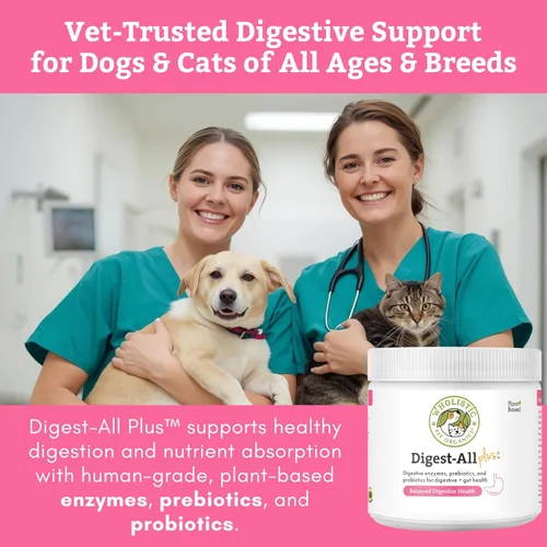 Vista 2 de Wholistic Pet Organics Probióticos diarios para gatos y perros para la salud digestiva, antidiarrea y apoyo intestinal, probióticos para perros
