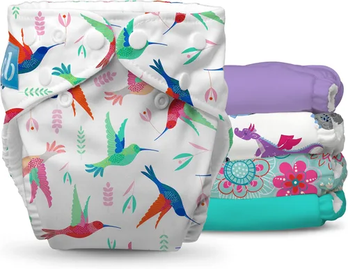 Vista 9 de Charlie Banana Pañales de tela, reutilizables, lavables, ajustables, talla única, para bebés y niños pequeños, con insertos absorbentes