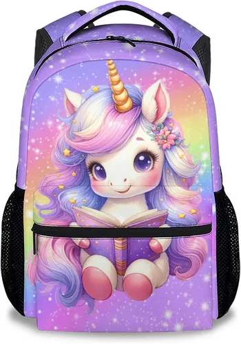 Mochila para niñas, mochilas de unicornio para niños, bolsa de libros de 17 pulgadas para jardín de infantes primaria, preescolar, bonita mochila