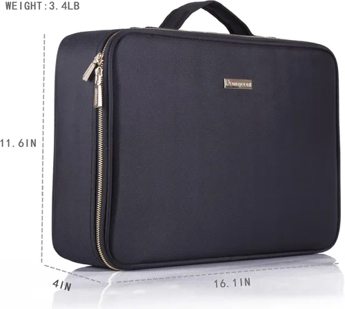 Vista 3 de Estuche portátil profesional para organizar maquillaje, de goma EVA, de ROWNYEON, L, Negro