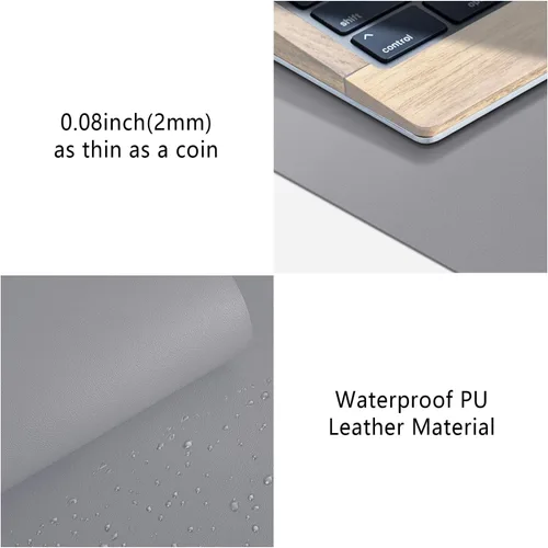 Vista 5 de Protector de escritorio de cuero, alfombrilla para mouse, alfombrilla antideslizante para computadora, tapete de escritorio de oficina de piel