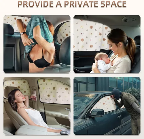Vista 2 de Aokway Parasol para Ventana de Automóvil (Paquete de 2) – Parasol Magnético para Ventana Lateral Bloqueador UV para Conductor y Pasajero 99%
