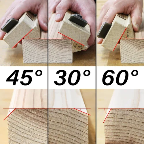 Vista 2 de KAKURI Plano biselado para madera [ajustable a 30°/45°/60°] - Plano biselado de esquina japonés para carpintería - Hoja de acero japonés y cuerpo