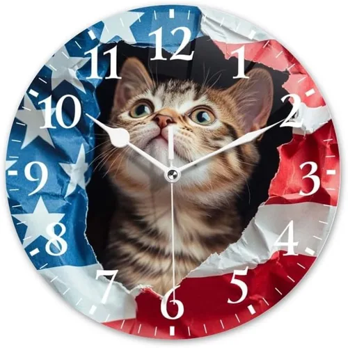 Vista 16 de Battery Operated Round Wall Clock Non-Ticking Silent Analog Clcok Decorative for Living Room,Office,Kitchen-Golden Retriever in A Floral Filled