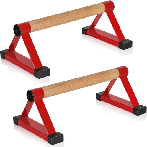 Vista 8 de Barras de flexiones de madera, barras paraletas, barras antideslizantes para parada de manos para calistenia, fitness, entrenamientos de piso