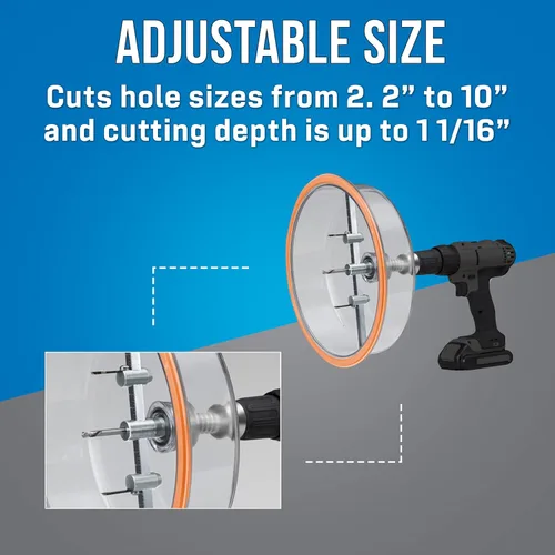 Vista 4 de Jonard Tools AHC-10, Sierra de Corona Redonda de Grado Profesional, Incluye Protector contra Polvo y Estuche, Corta Madera Contrachapada, Paneles