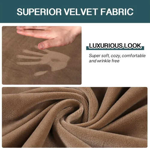 Vista 2 de YLZBA Funda elástica de terciopelo para sillón fundas de sofá de 2 plazas funda protectora de muebles suave con elástico inferior para silla