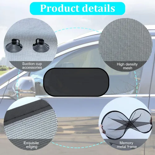 Vista 3 de Parasol para ventana trasera de automóvil con ventosa, protección contra los rayos UV del sol para ventana trasera del automóvil, cubierta de malla