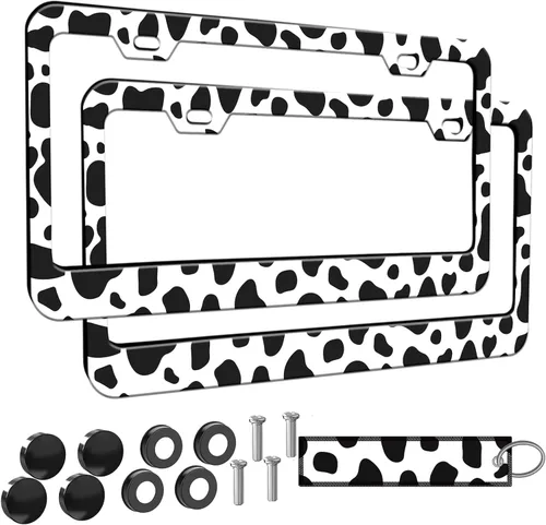 Vista 28 de 2 marcos de matrícula para mujer, marcos decorativos de auto para niñas, soporte para placa de matrícula para vehículo con llavero de doble cara