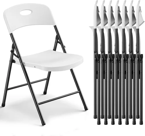 Vista 13 de Paquete de 2 sillas plegables, sillas plegables de metal resistente de plástico para exteriores e interiores, portátiles de capacidad de 350 libras