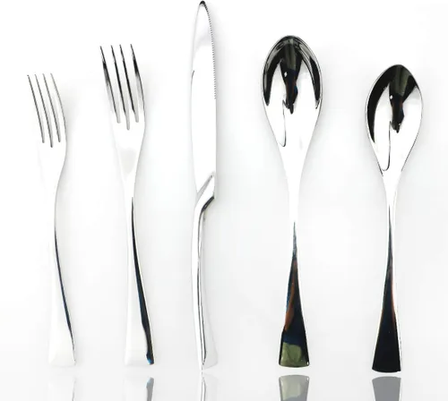 JASHII Juego de cubiertos de acero inoxidable 18/10 de 20 piezas de plata pulida con espejo, cuchillo de cena, tenedor de ensalada, cuchara de