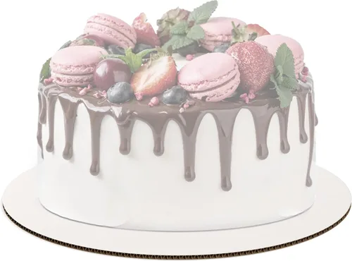 Vista 2 de Tableros redondos blancos para tartas Paquete de 25 – 8 pulgadas Círculos redondos de cartón Bandeja base desechable para pastel Suministros