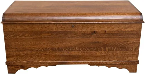 Vista 8 de Baúl de Esperanza de Cedro Rústico con Puerta Roja y Tapa en Cascada, Cofre de Almacenamiento de Madera Hecho por Amish para Dormitorio, Bisagras
