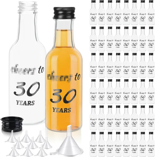 Vista 11 de Bokon 50 mini botellas de licor para fiesta de cumpleaños de 1.7 onzas para invitados, mujeres, hombres, 40 cumpleaños, aniversario, boda