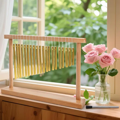 Vista 7 de Suwimut 20-NOTE - Campanilla de viento de una hilera, instrumento de percusión musical de 20 barras con mazo para decoración de aula, oficina