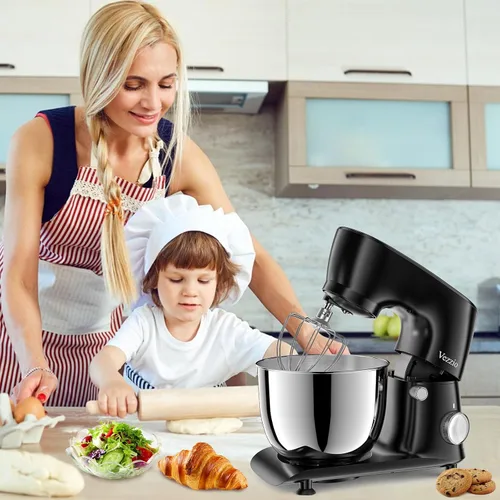 Vista 6 de Vezzio Batidora de pedestal, 6 cuartos de galón, 10 velocidades, cabezal inclinable, batidora de cocina con tazón de acero inoxidable, gancho