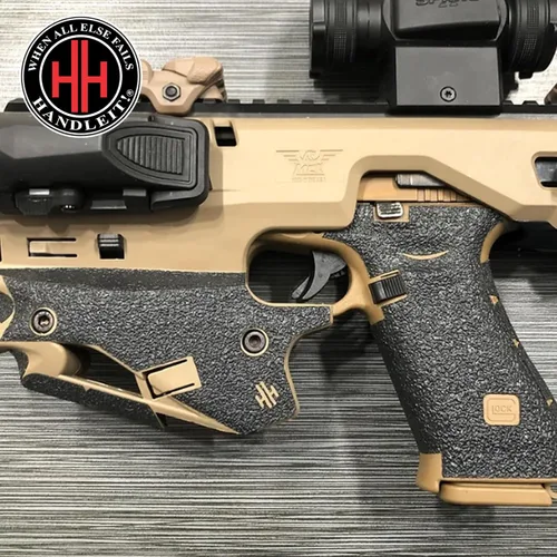 Vista 6 de Handleitgrips Cinta de agarre para pistola compatible con MCK Roni para Glock 17 y 19 Gen 2 – Cinta de agarre de pistola de goma texturizada negra