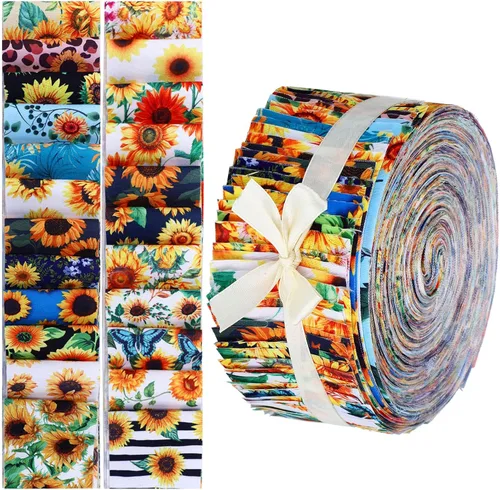 Vista 11 de Kingdder Tiras de Tela de Gelatina para Acolchado, Rollo de Retazos de 2.55 Pulgadas, Rollo de Algodón para Patchwork, Tela de Gelatina