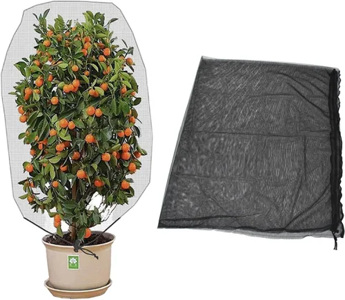 Vista 4 de Fydun 4.9X3.3Ft Garden Plant Cover Pull Out Reusable Plant Mesh Bag for Fruit Trees Black Wide Range of Uses (Black)