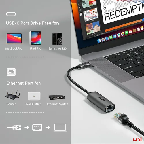 Vista 8 de uni - Adaptador USB C a Ethernet Gris