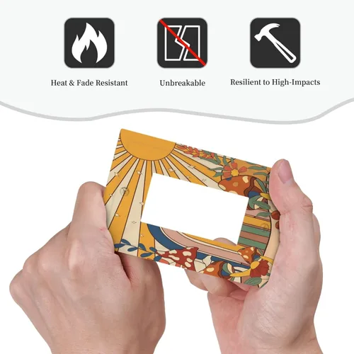 Vista 6 de Cubierta de Interruptor de Luz de Estilo Boho Vintage de los 70 Sol Arcoíris Champiñón Floral Rocker Individual 1 Gang Cubierta de Enchufe