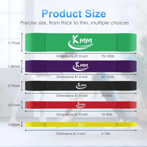 Vista 3 de KMM Sports Pull up Resistance and Assist Bands, Workout Bands Powerlifting Bands,Mobility Stretch Bands,Exercise Band for Body Fitness